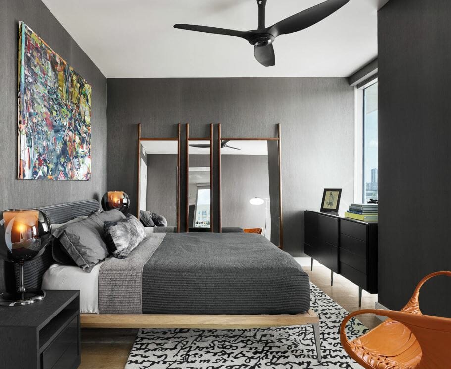 Before & After: Masculine Bedroom Design Online with a Contemporary Twist by interior decorators in Irvine, California