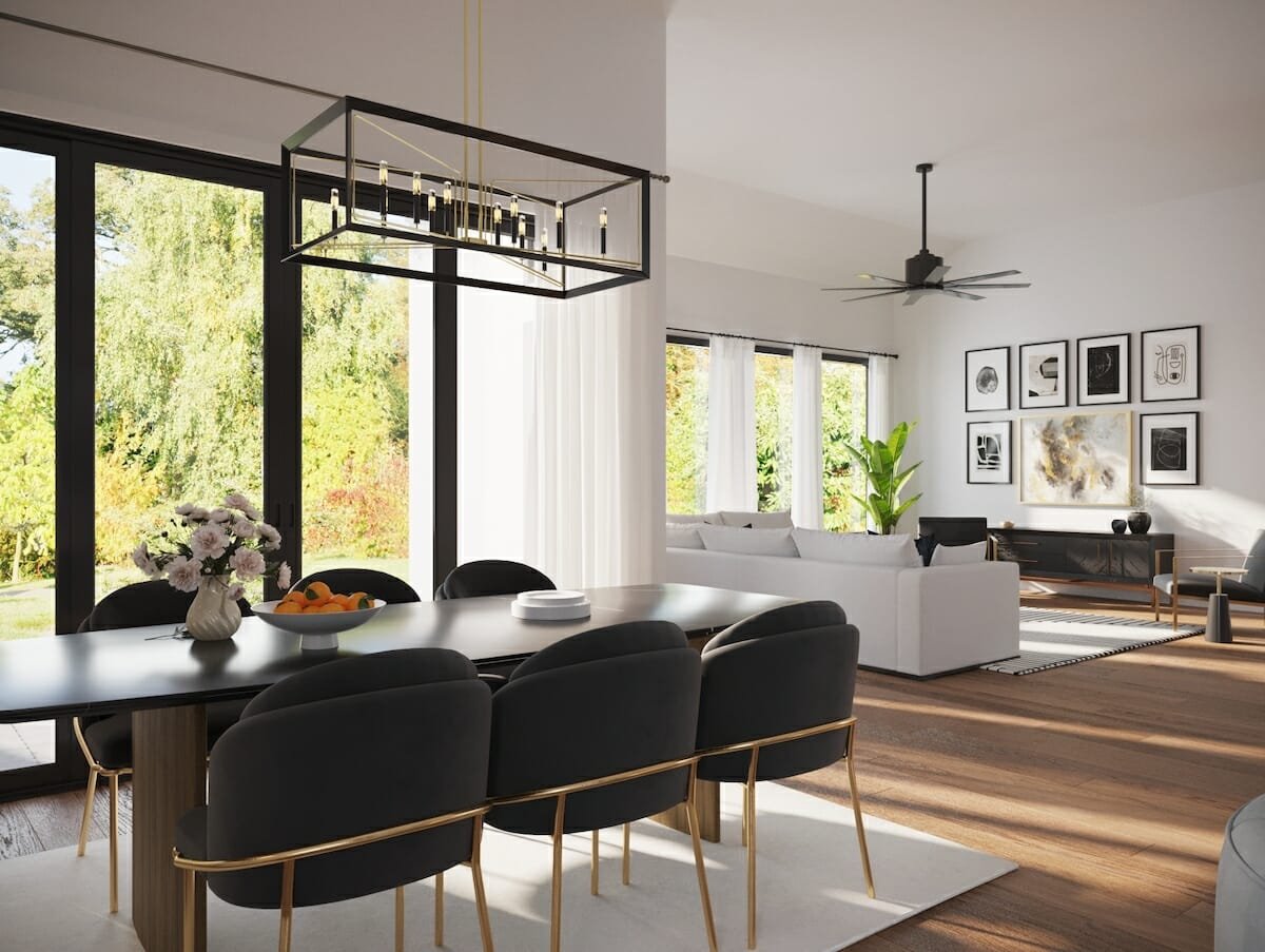 Contemporary living & dining by Decorilla interior designer online, Drew F.