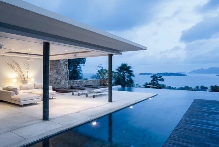 Luxury contemporary poolside patio design