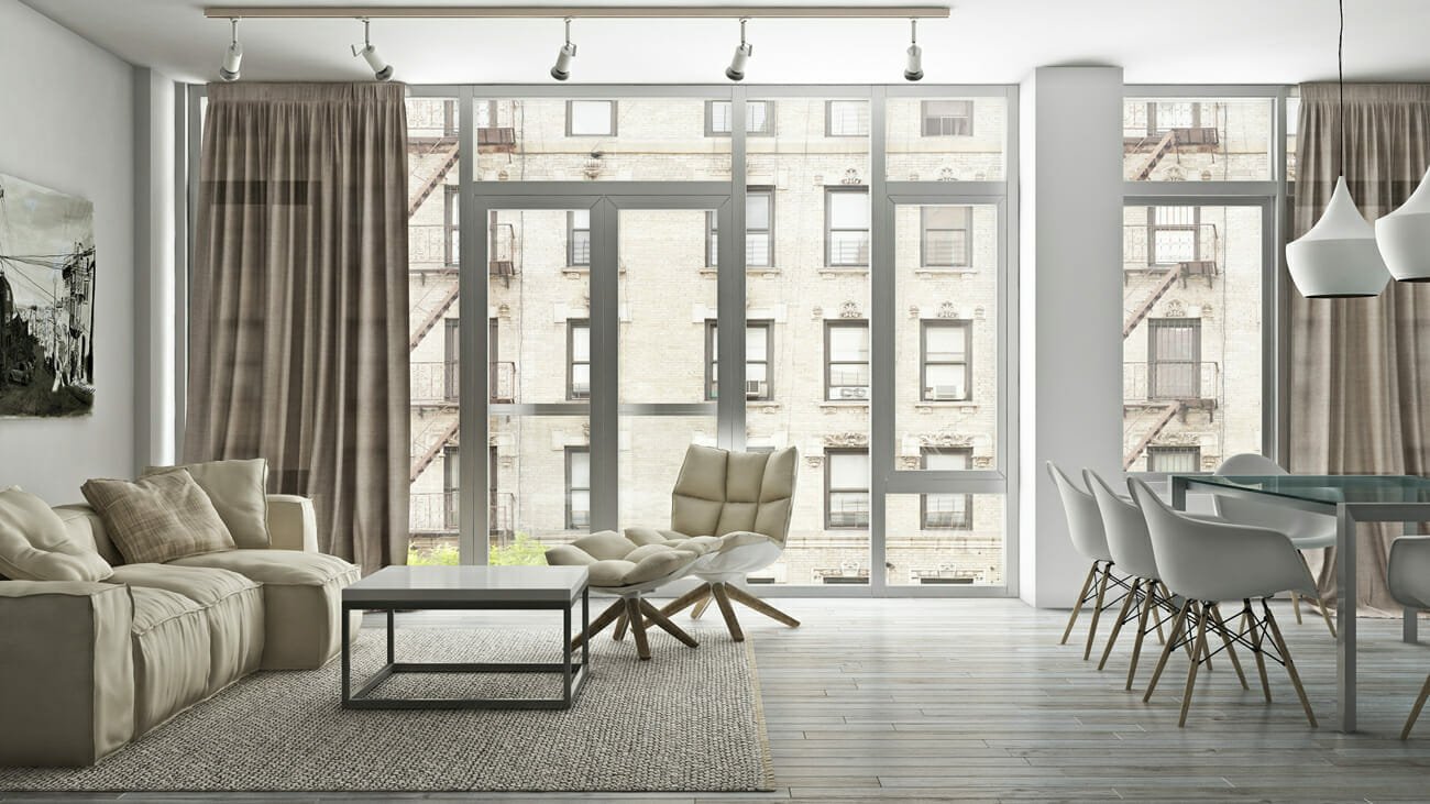 Bright modern apartment design with scandinavian decor elements