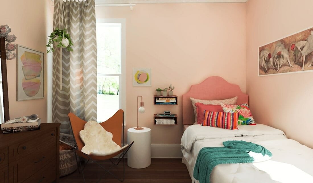 Cozy blush kids bedroom interior design