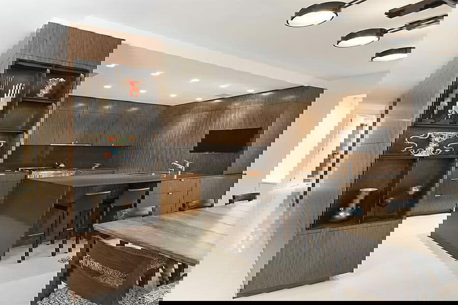 Contemporary kitchen with brown autumn color scheme