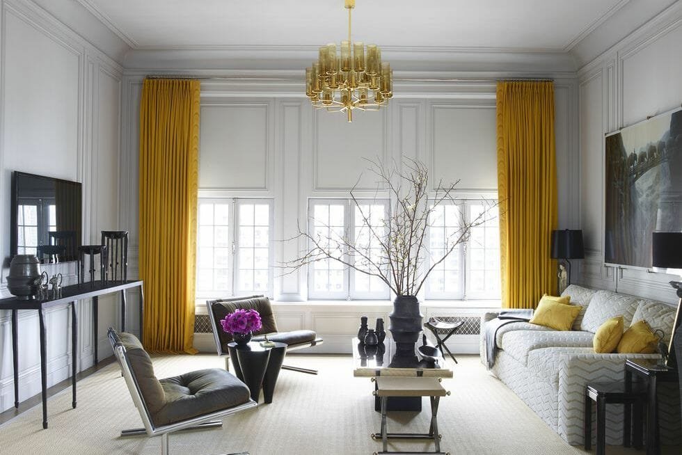 Illuminating color of the year on curtains