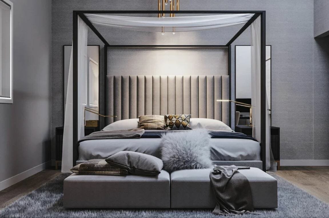 Lush contemporary design style for a bedroom
