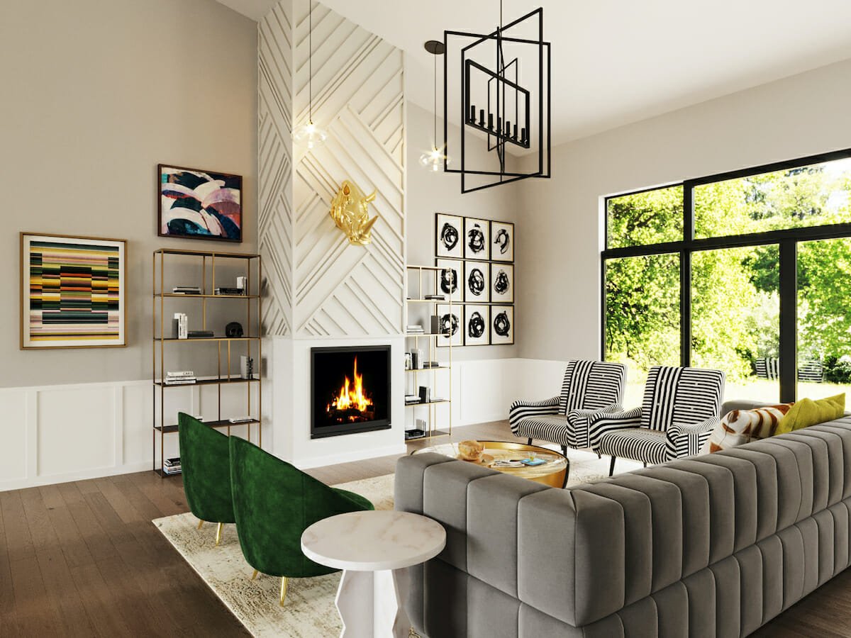 Fun lounge design with contemporary and eclectic decor - Jessica S.