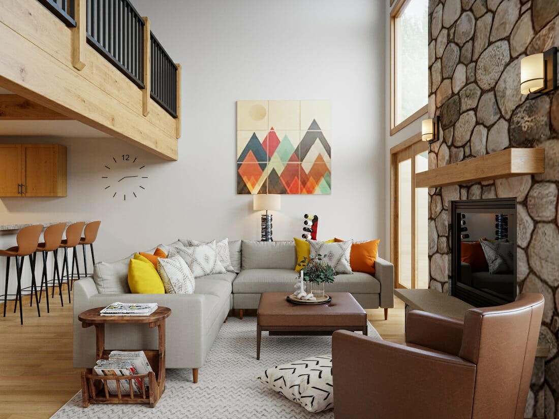 contemporary rustic lounge by an online interior designer