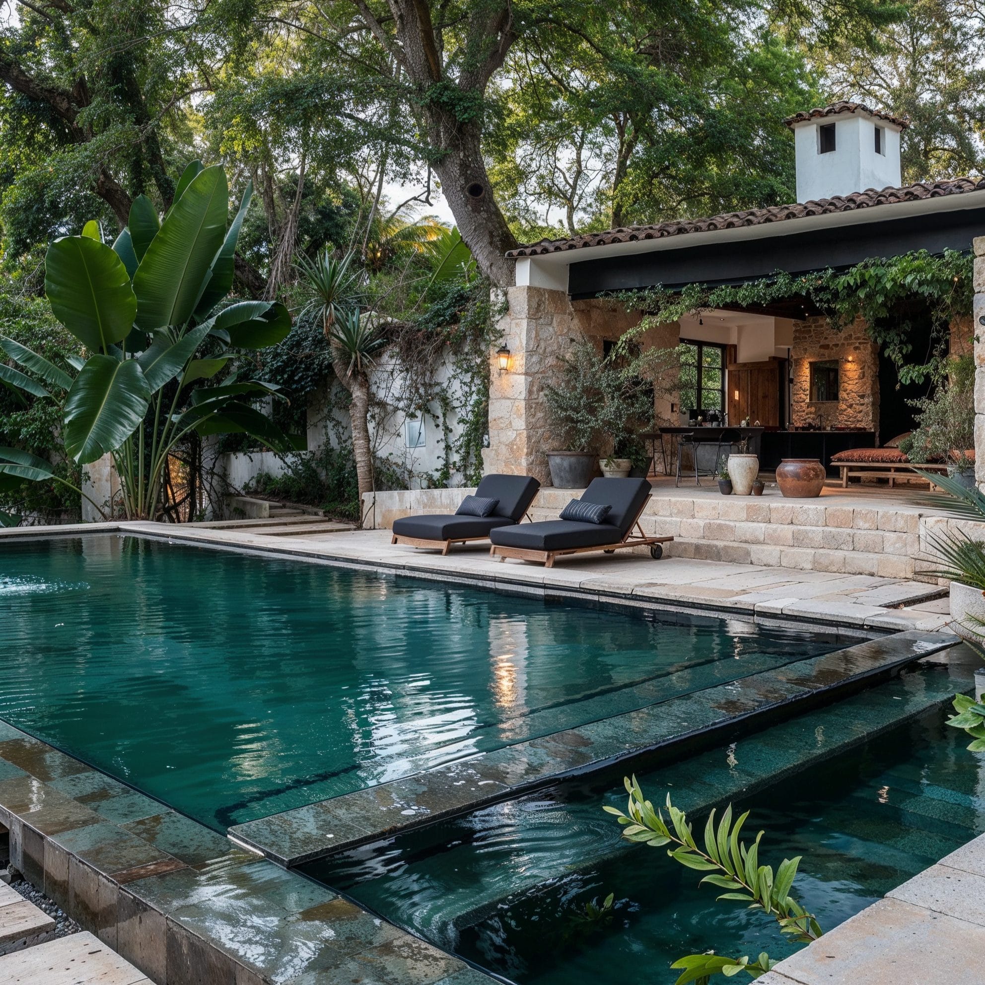 Before & After: Modern Pergola Design for a Poolside Patio by top Providence interior decorators
