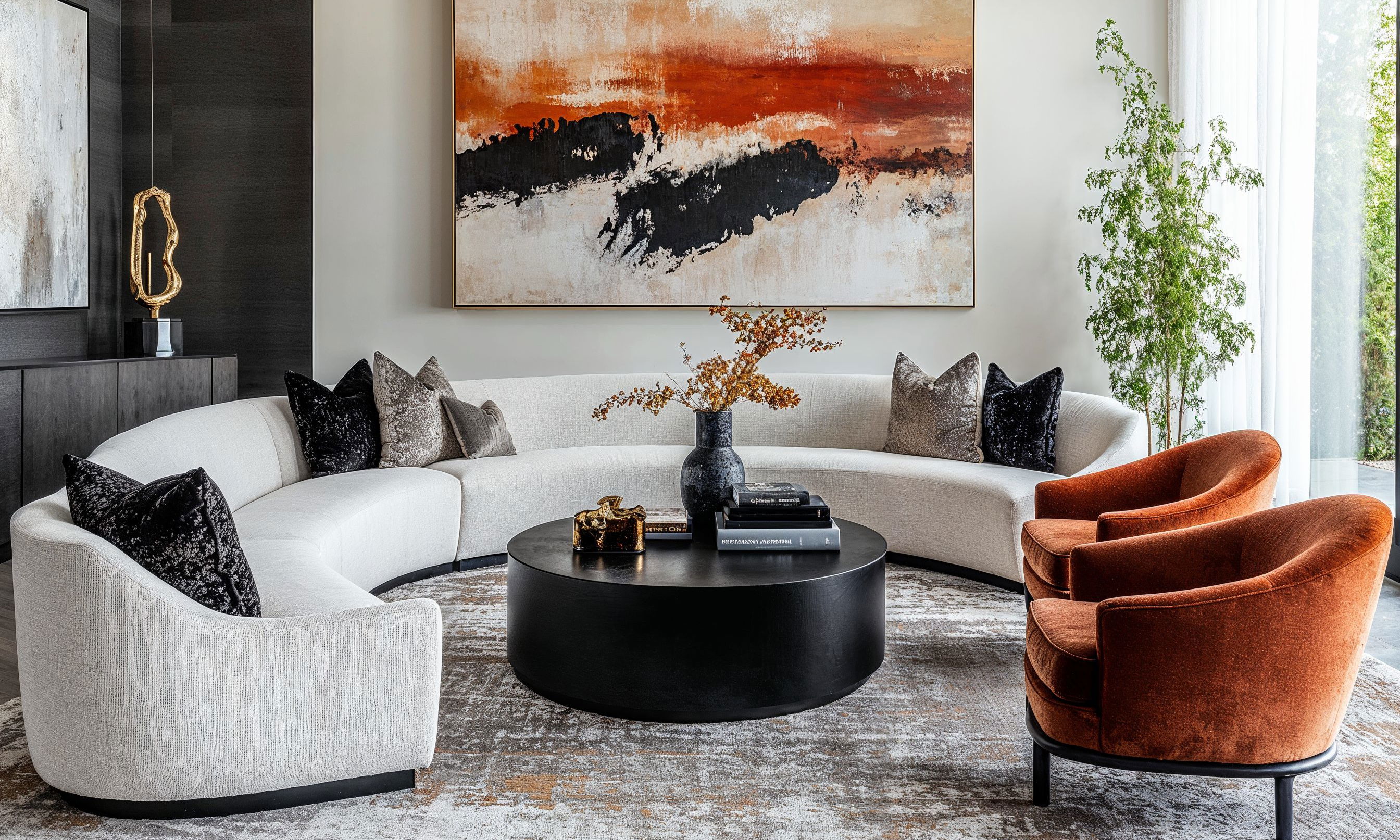 Before & After: Moody Glam Living Room Transformation by interior decorators in Macon, Georgia