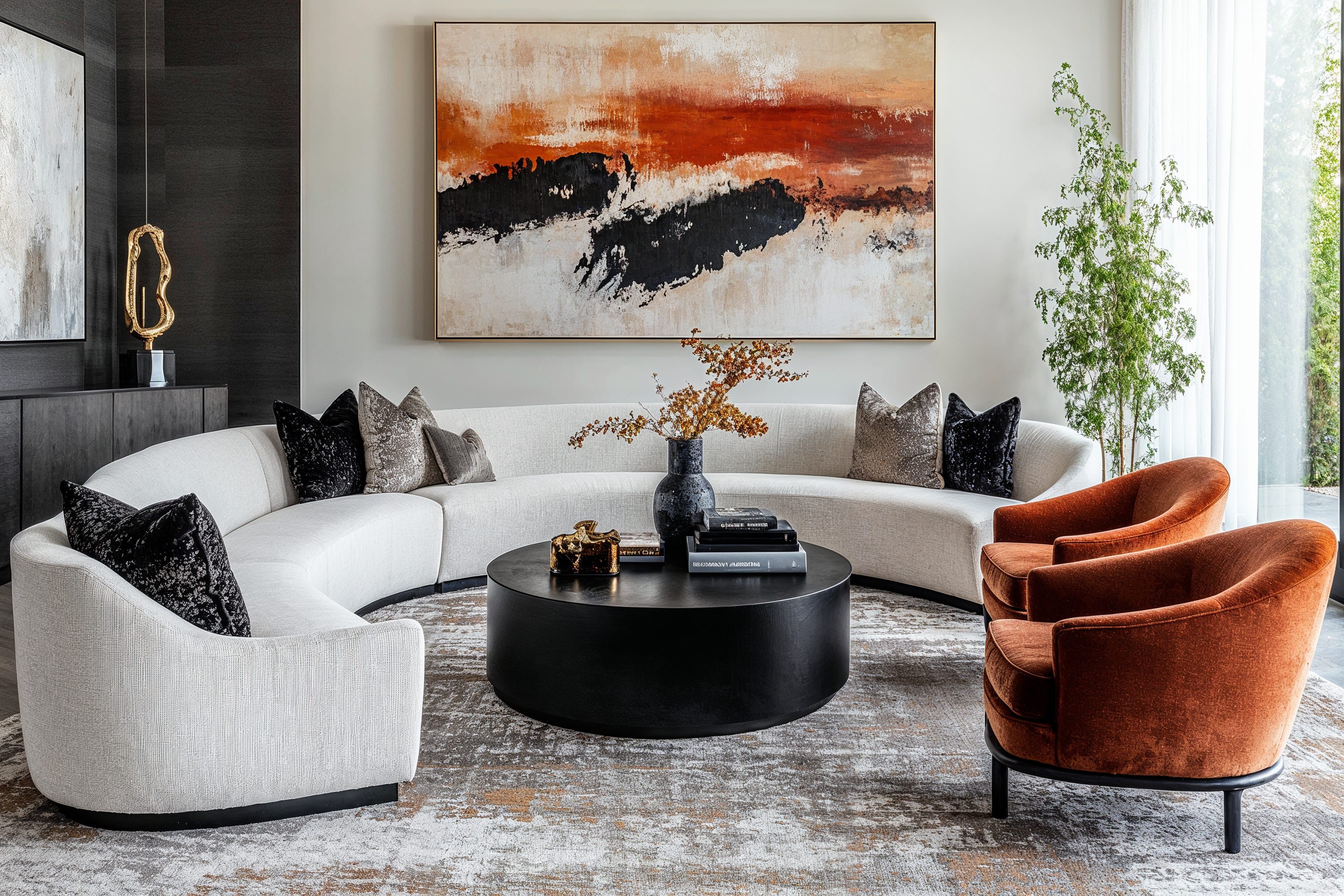 Before & After: Moody Glam Living Room Transformation by interior decorators in Macon, Georgia