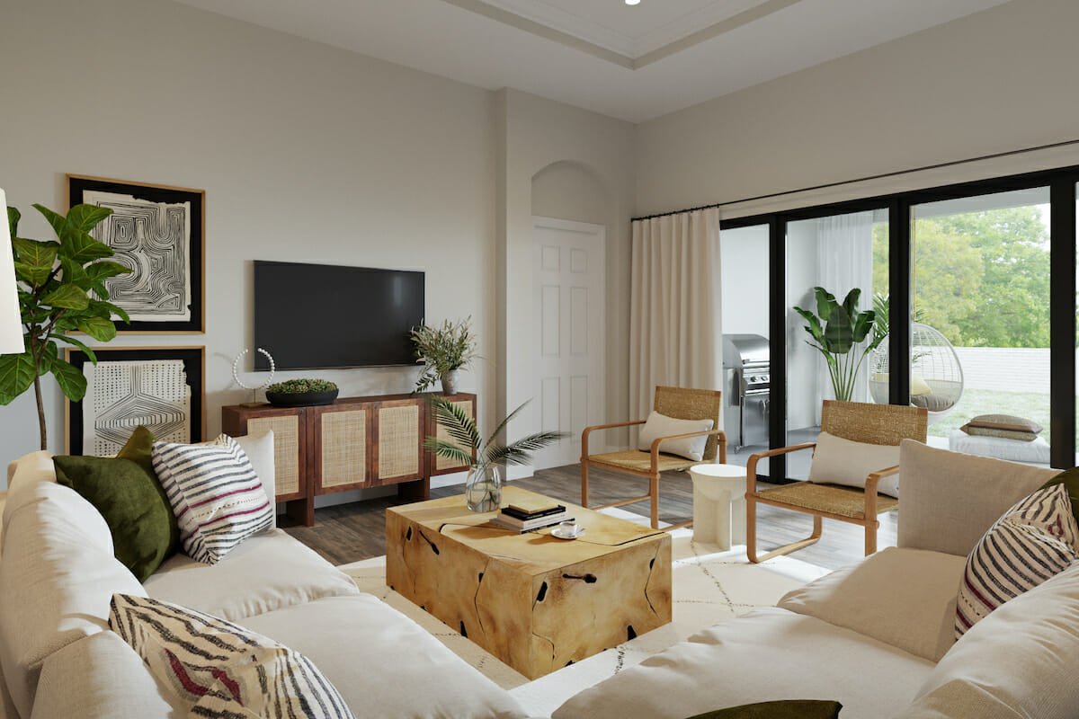 Natural elements for boho living room decor