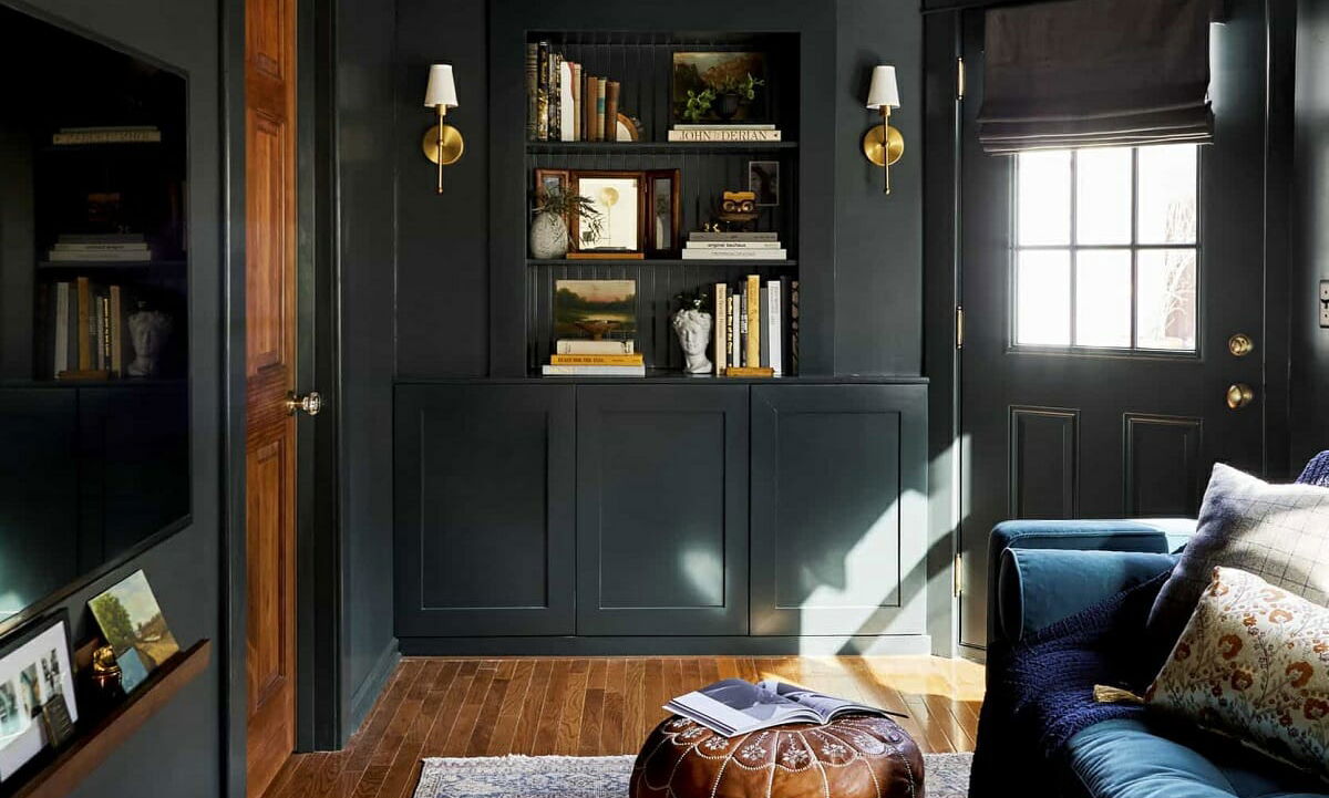 Antes & Después: Ideas de salón de oficina en casa elegantes por decoradores de interiores asequibles en Wilmington