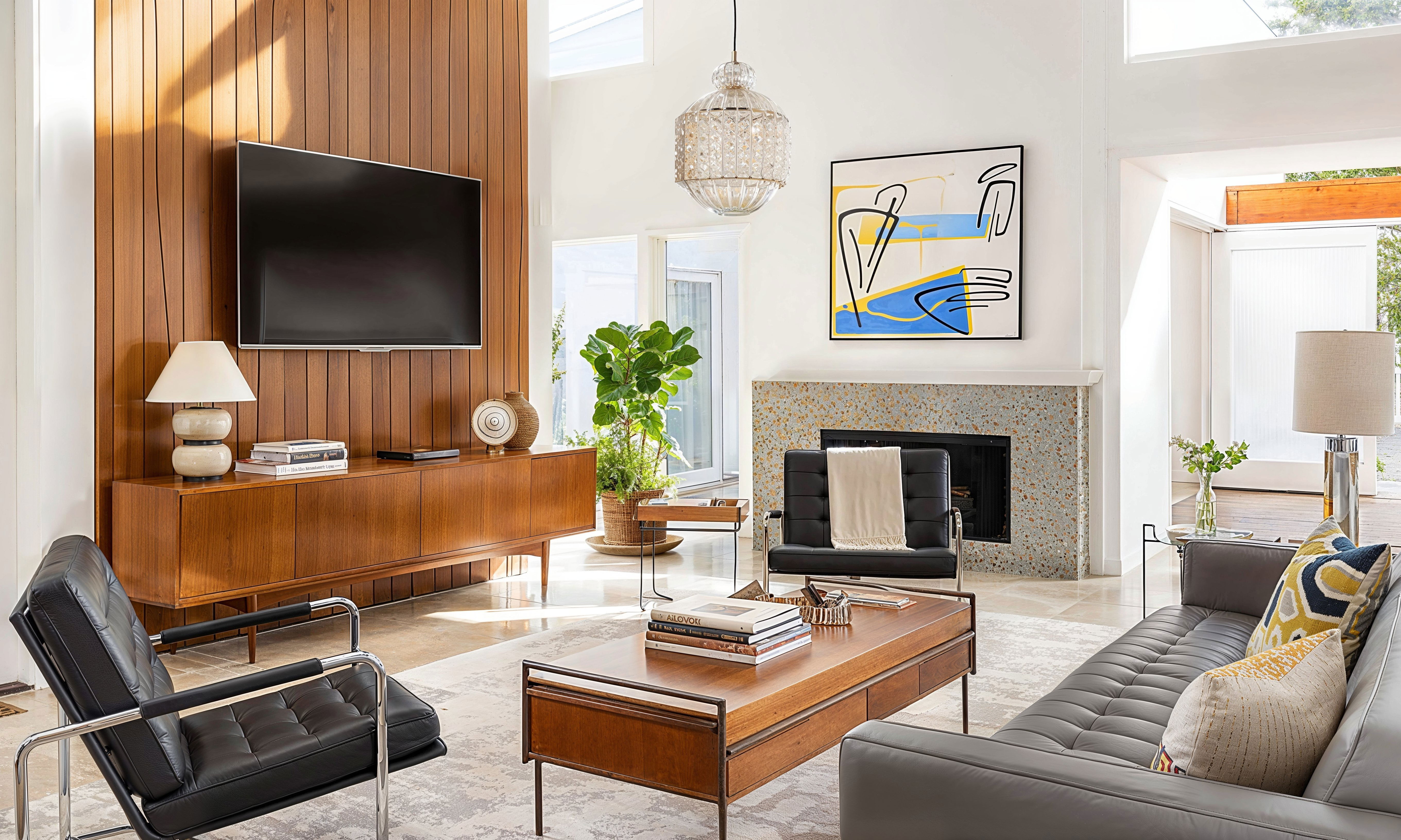 Before & After: Colorful Mid-Century Modern Design by affordable Gainesville interior decorators