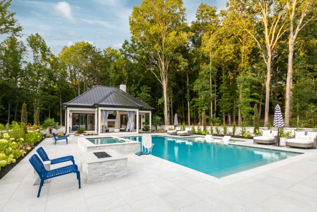 Before & After: Tranquil Outdoor Living Spaces with a Pool by top Naples interior decorators