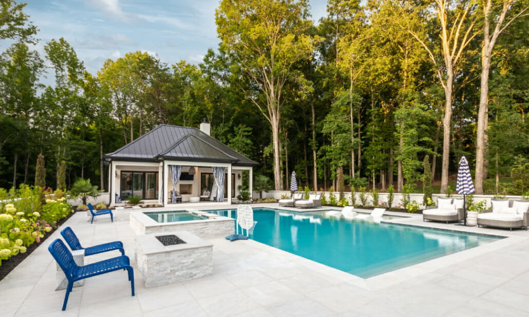 Before & After: Tranquil Outdoor Living Spaces with a Pool by top Naples interior decorators