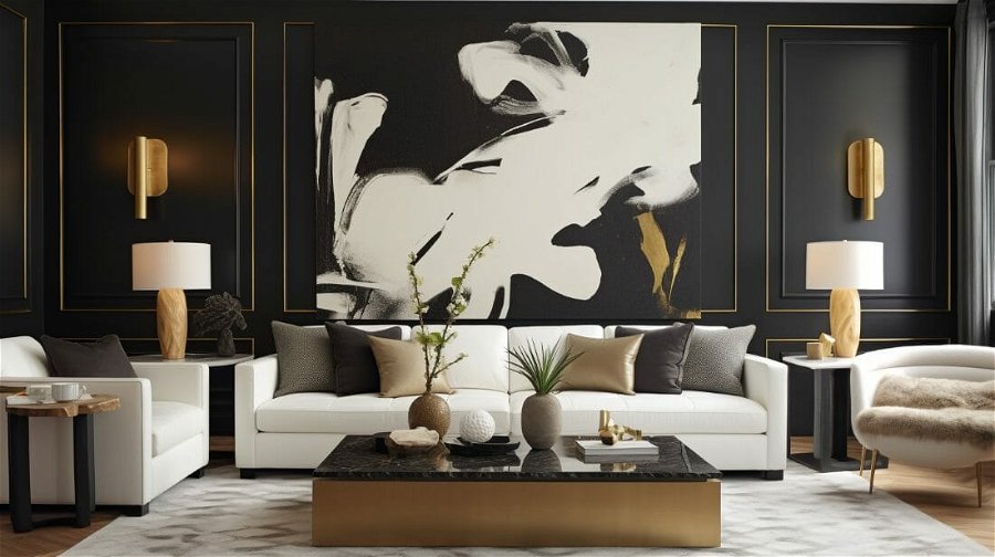 Luxe black and white interior design - Decorilla
