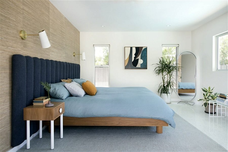 Calming contemporary bedroom ideas by Jamie M