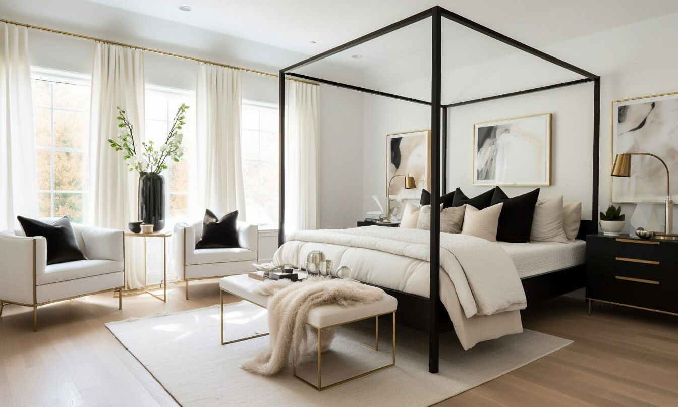 Before & After: Ensuite Master Bedroom Design by interior decorators in Naples, Florida