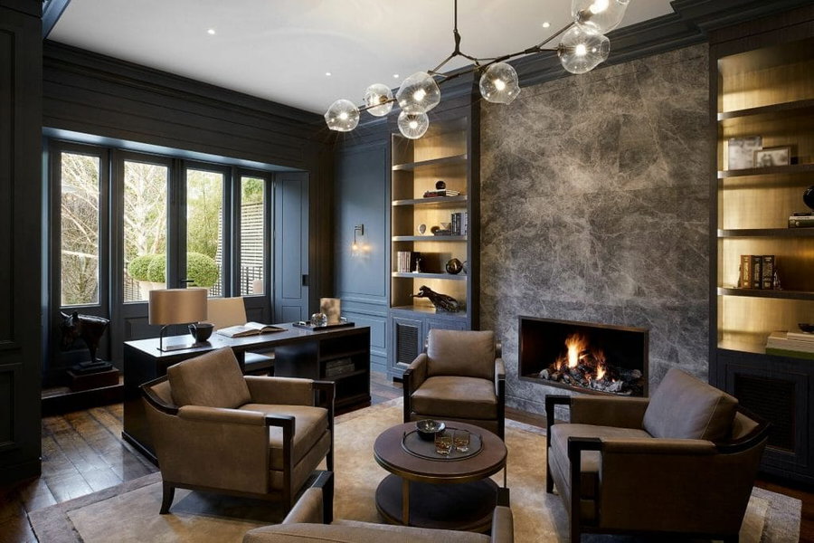Masculine modern home office by Decorilla designer, Ilaria C.
