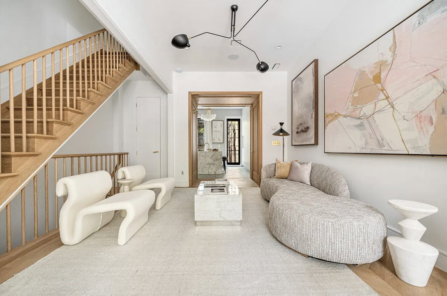 Modern organic furniture in a living room by Decorilla designer, Leanna S.