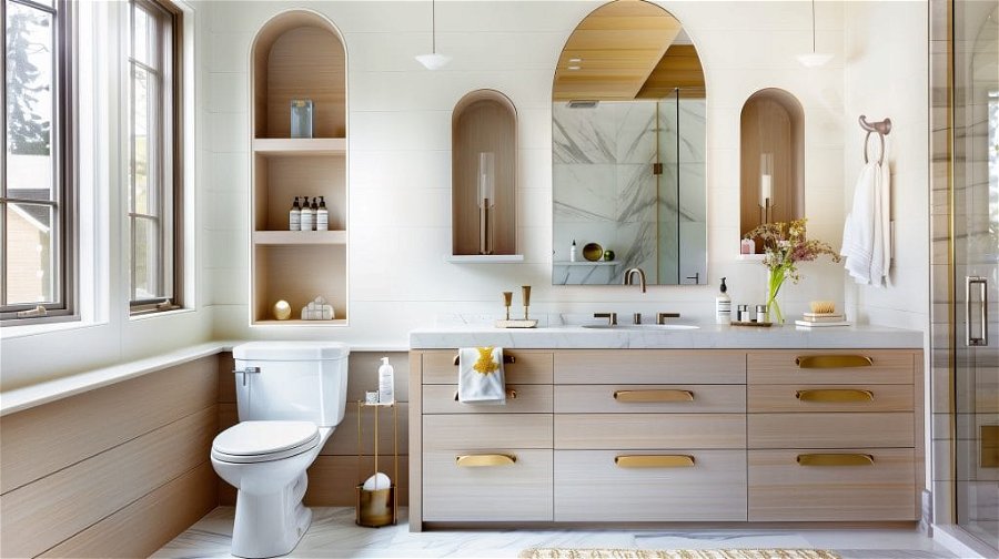 Bathroom storage design by Decorilla