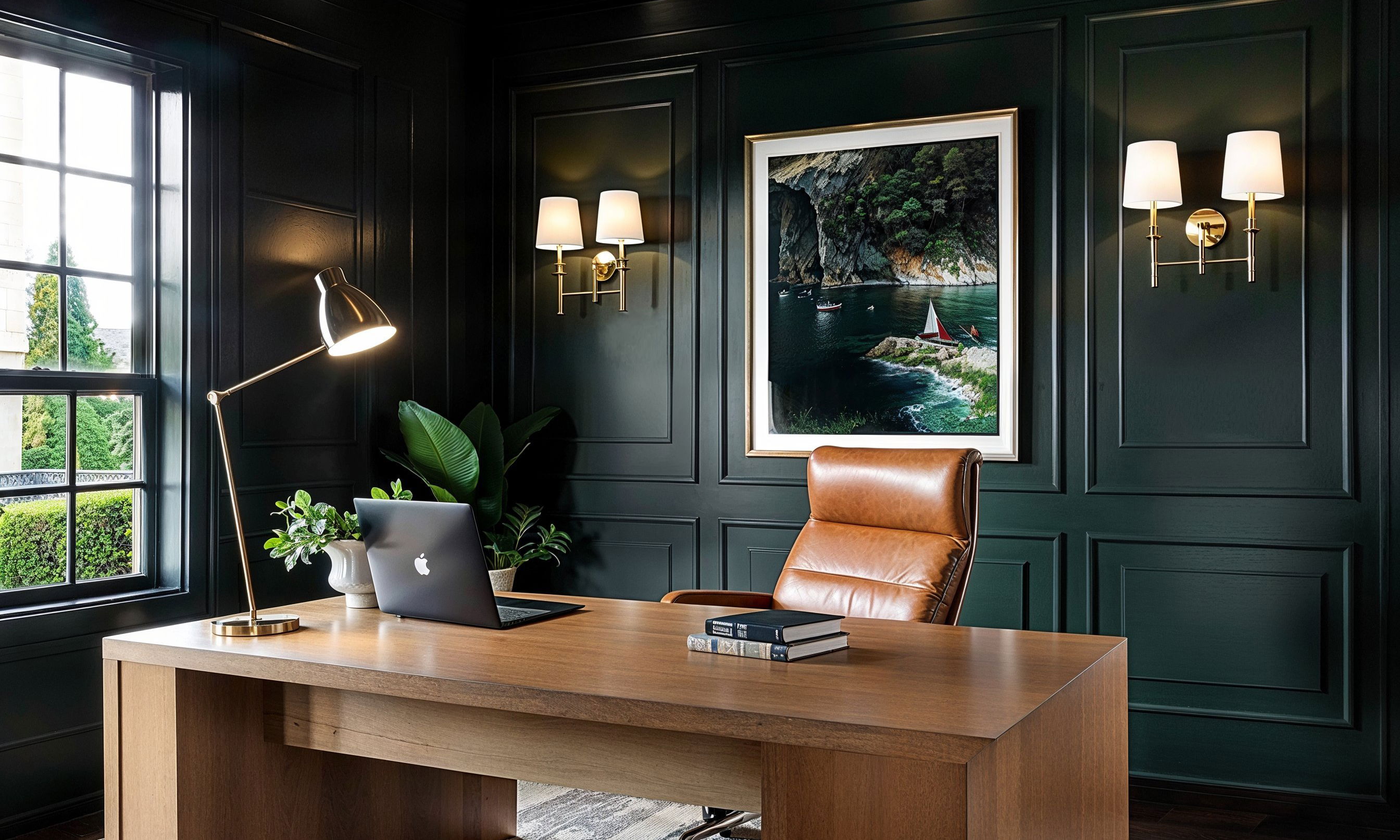 Before & After: Dark Green Home Office Transformation by affordable Austin interior decorators