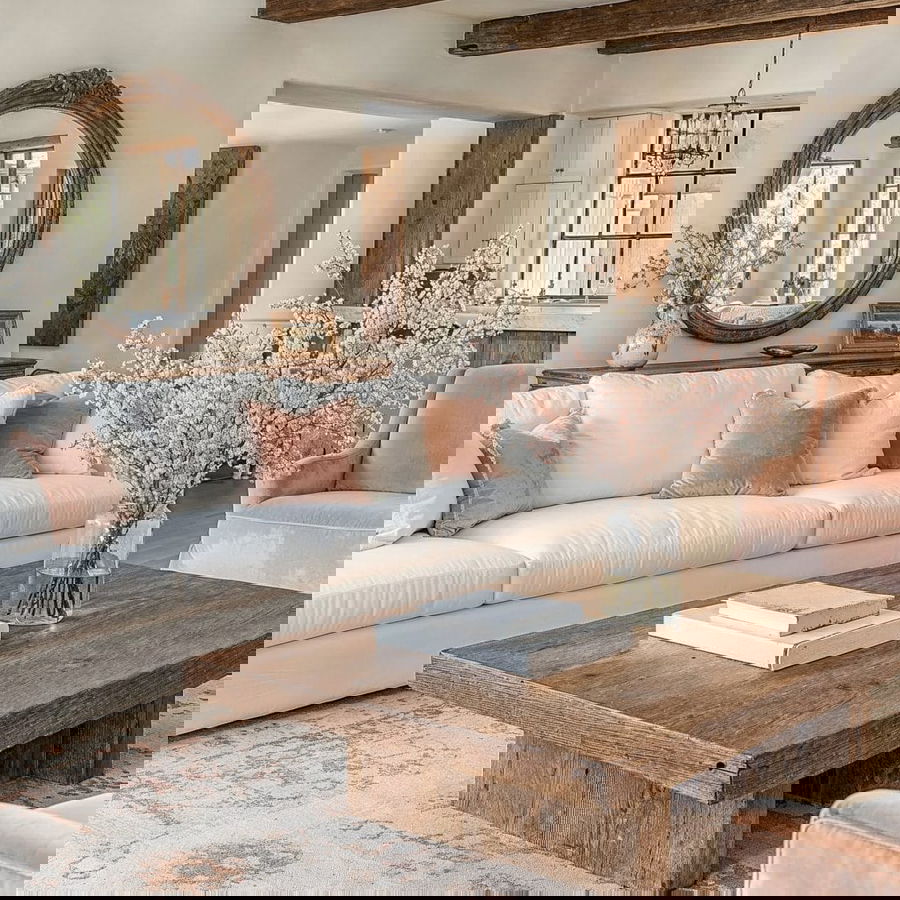 Spring home decor ideas in a living room by Decorilla