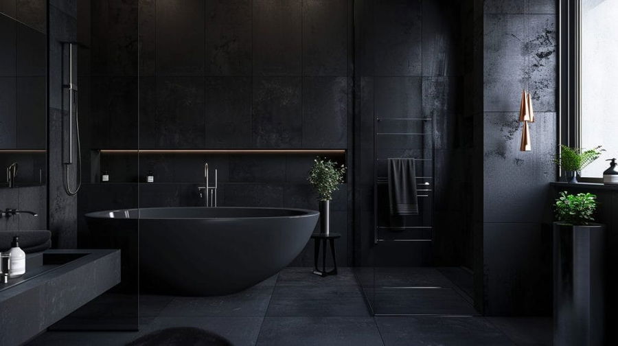 Dark moody bathrooms by Decorilla