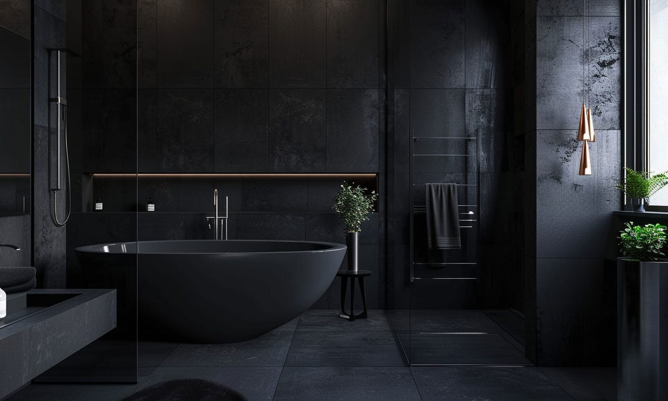 Before & After: Moody Master Bathroom Remodel by top Brentwood interior decorators