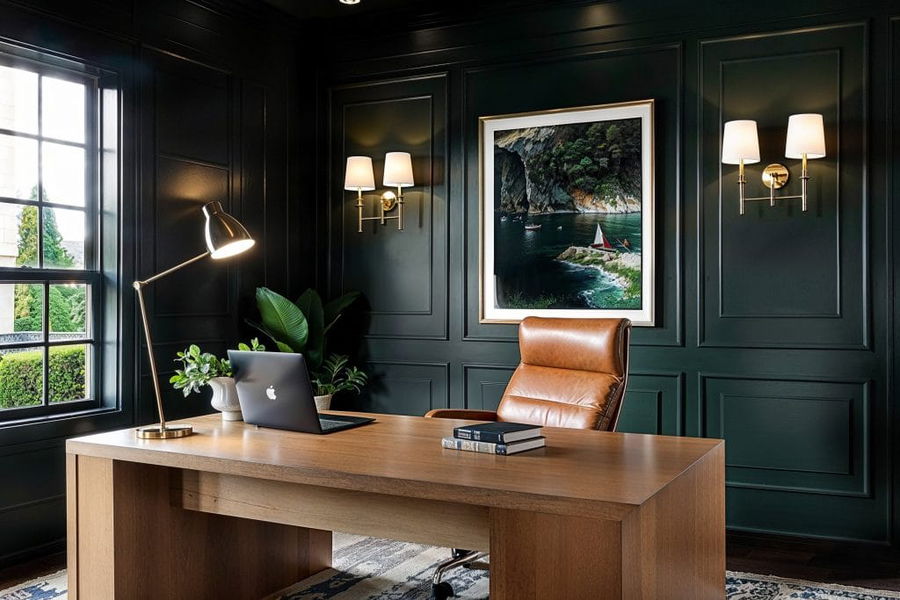 Classic home office with a lounge before after by Decorilla