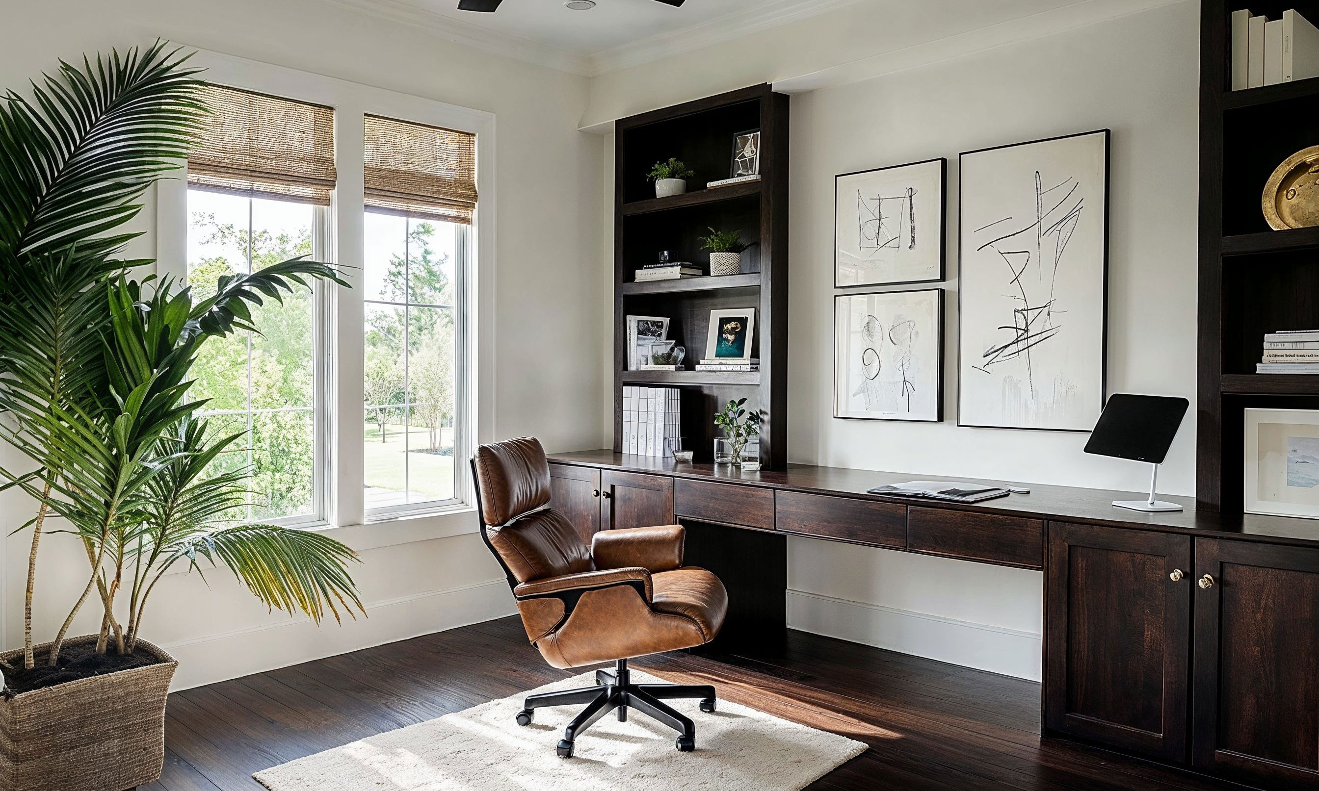 Antes y Después: Diseño de Oficina Zen Minimalista por decoradores de interiores en Palm Bay, Florida
