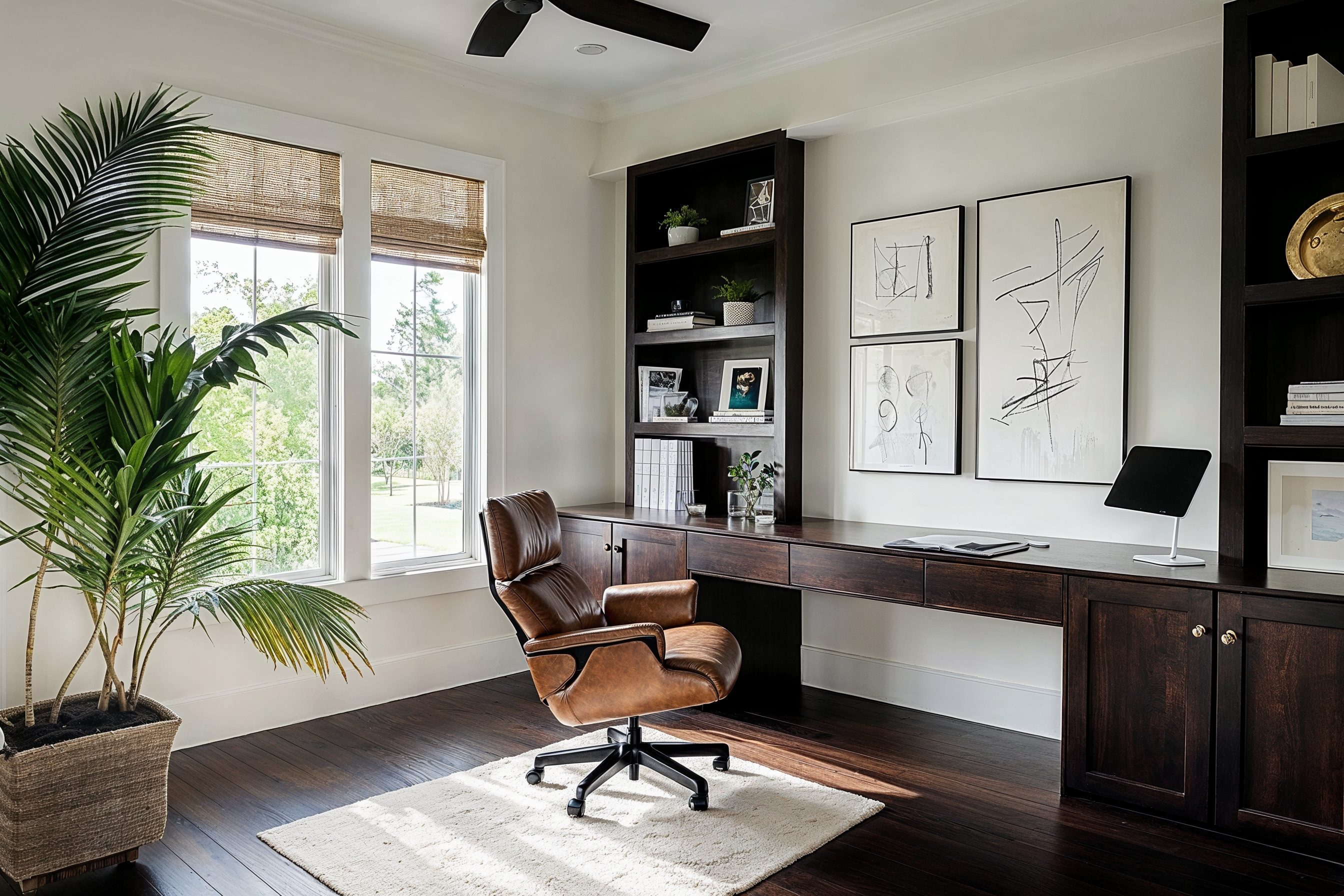 Antes y Después: Diseño de Oficina Zen Minimalista por decoradores de interiores en Palm Bay, Florida
