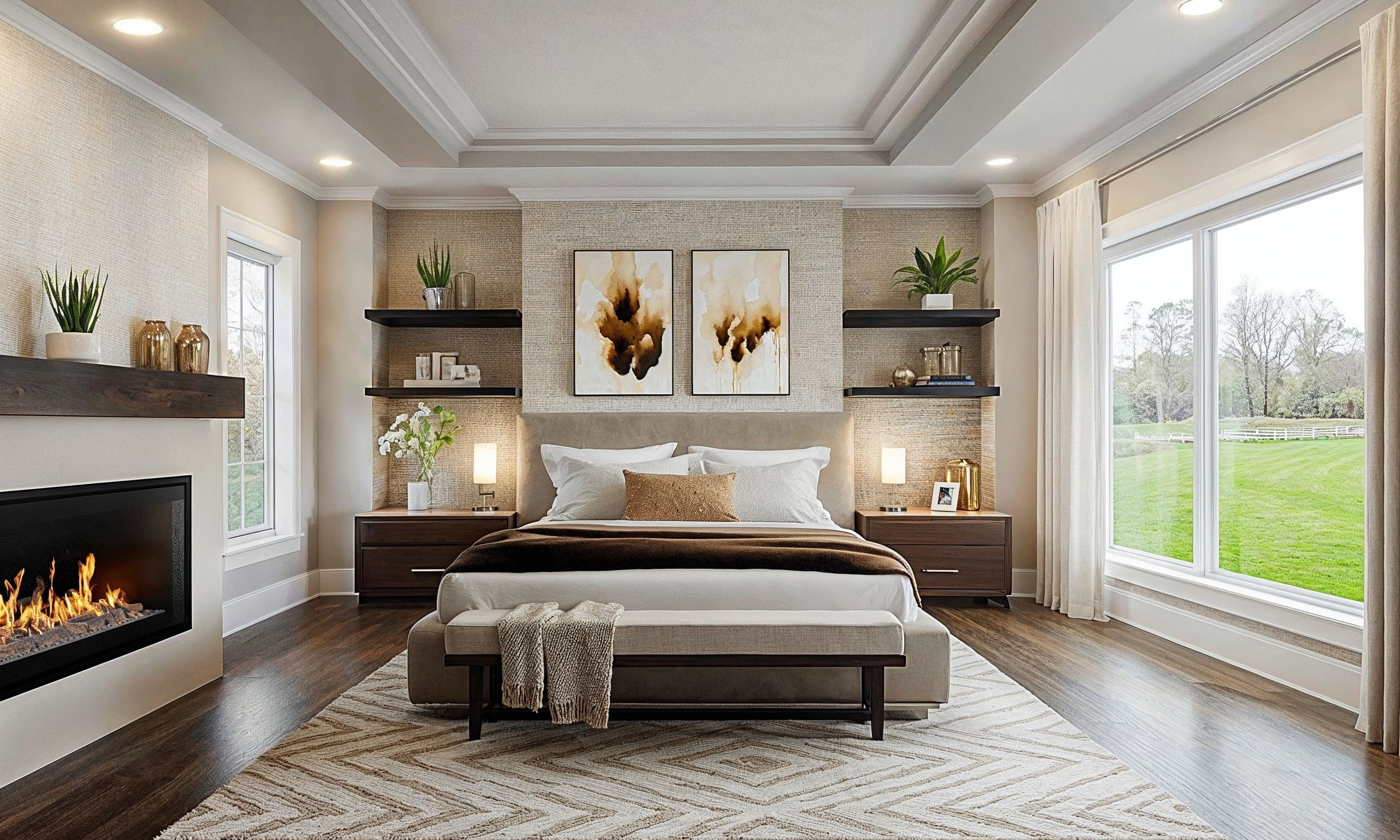 Before &amp; After: Inviting Large Master Bedroom Design by interior decorators in Macon, Georgia