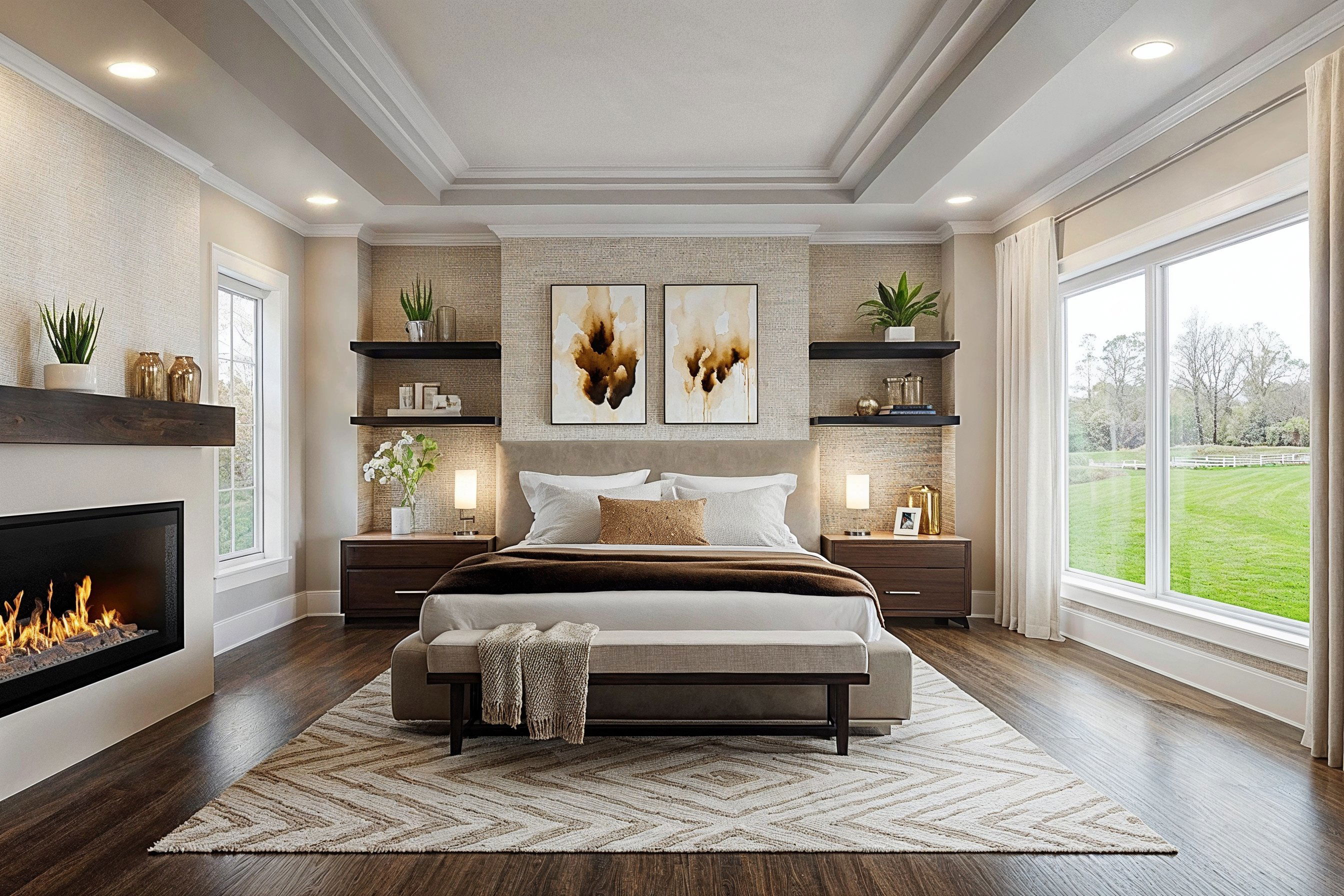Before &amp; After: Inviting Large Master Bedroom Design by interior decorators in Macon, Georgia