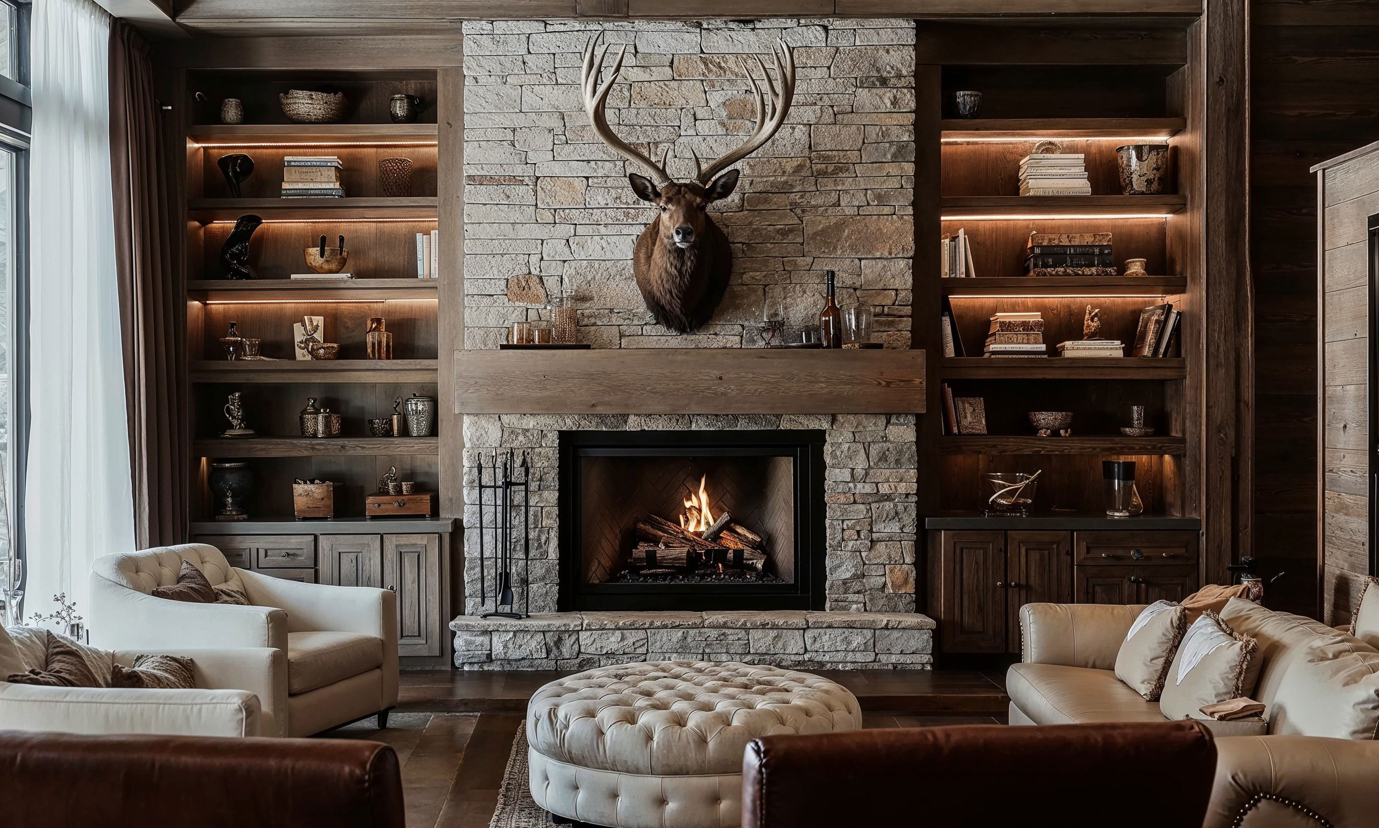 Antes & Después: Interior rústico de montaña por los mejores decoradores de interiores de Denver