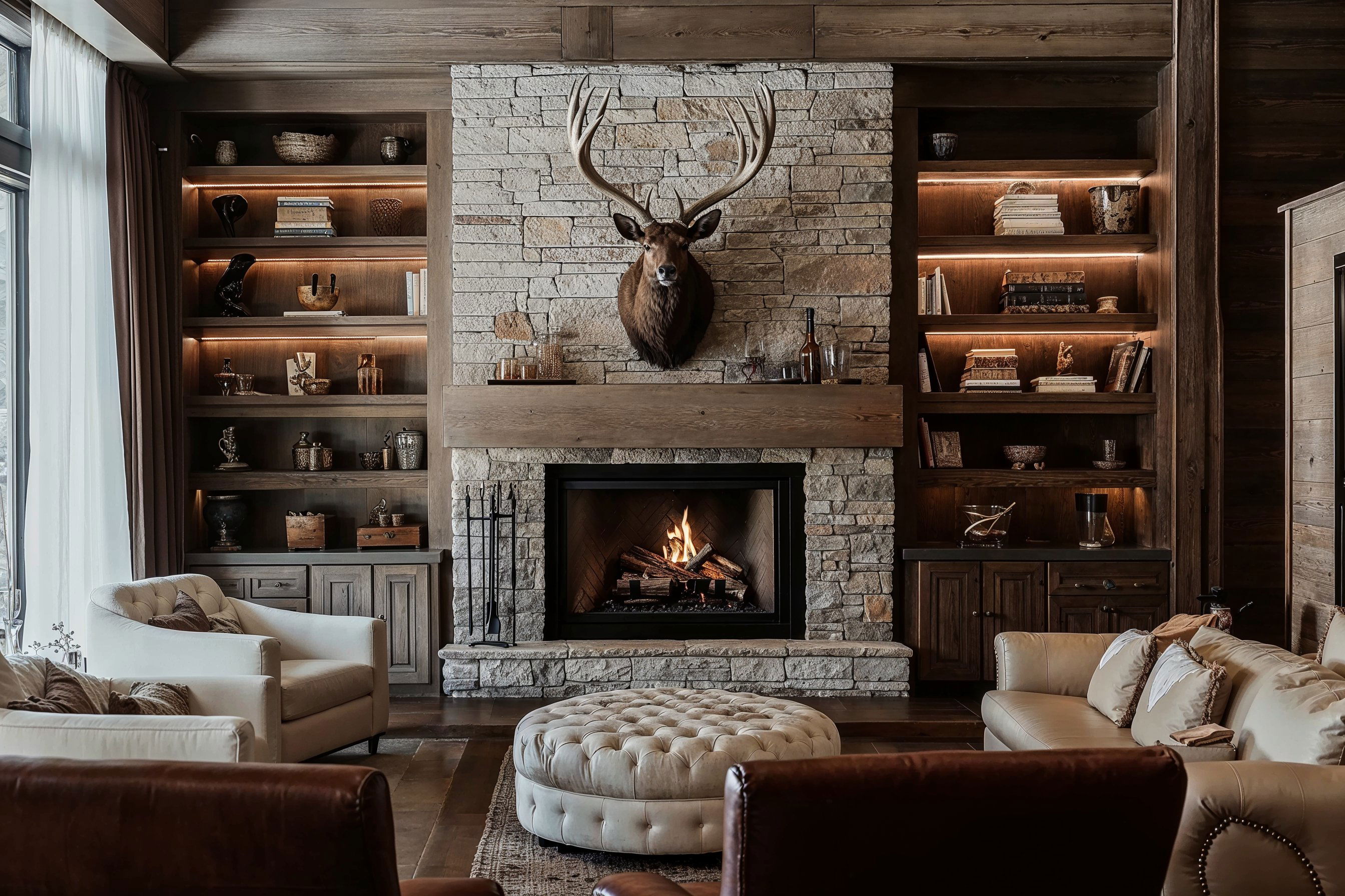 Antes & Después: Interior rústico de montaña por los mejores decoradores de interiores de Denver