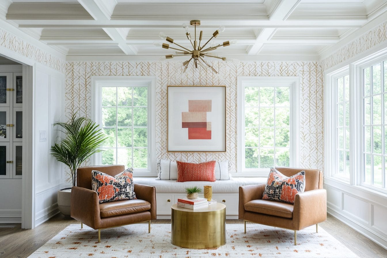 Before &amp; After: Eclectic Sitting Room Interior Design by interior decorators in Sandy Springs, Georgia