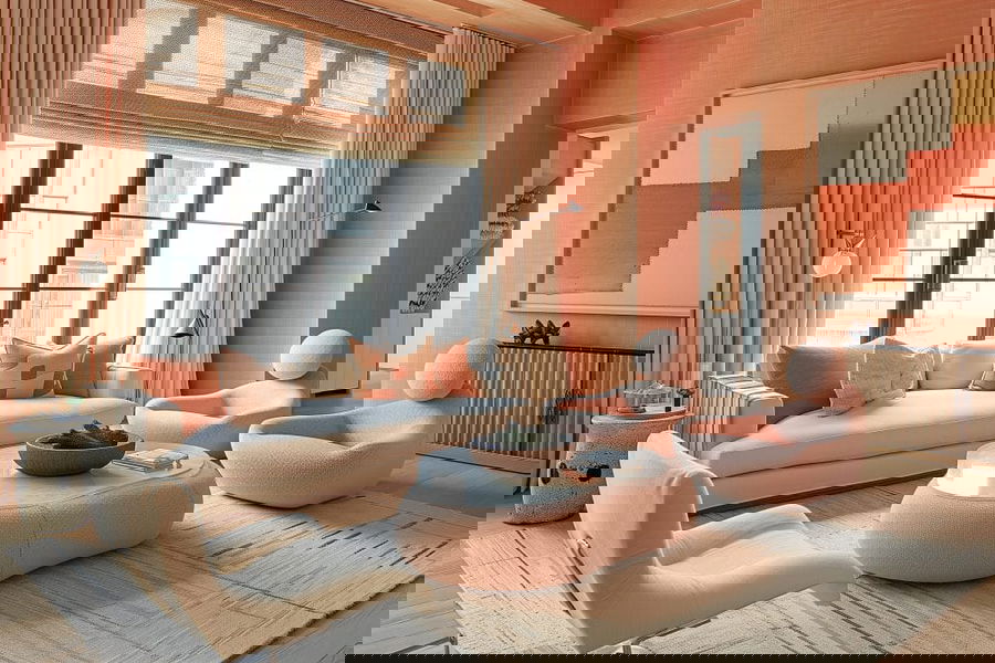 Loud luxury trend in a living room by Decorilla