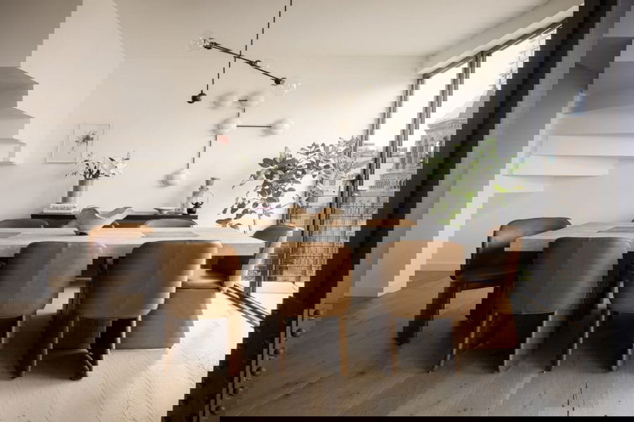 Y3K aesthetic in a dining room by Decorilla designer Jonathan K. 