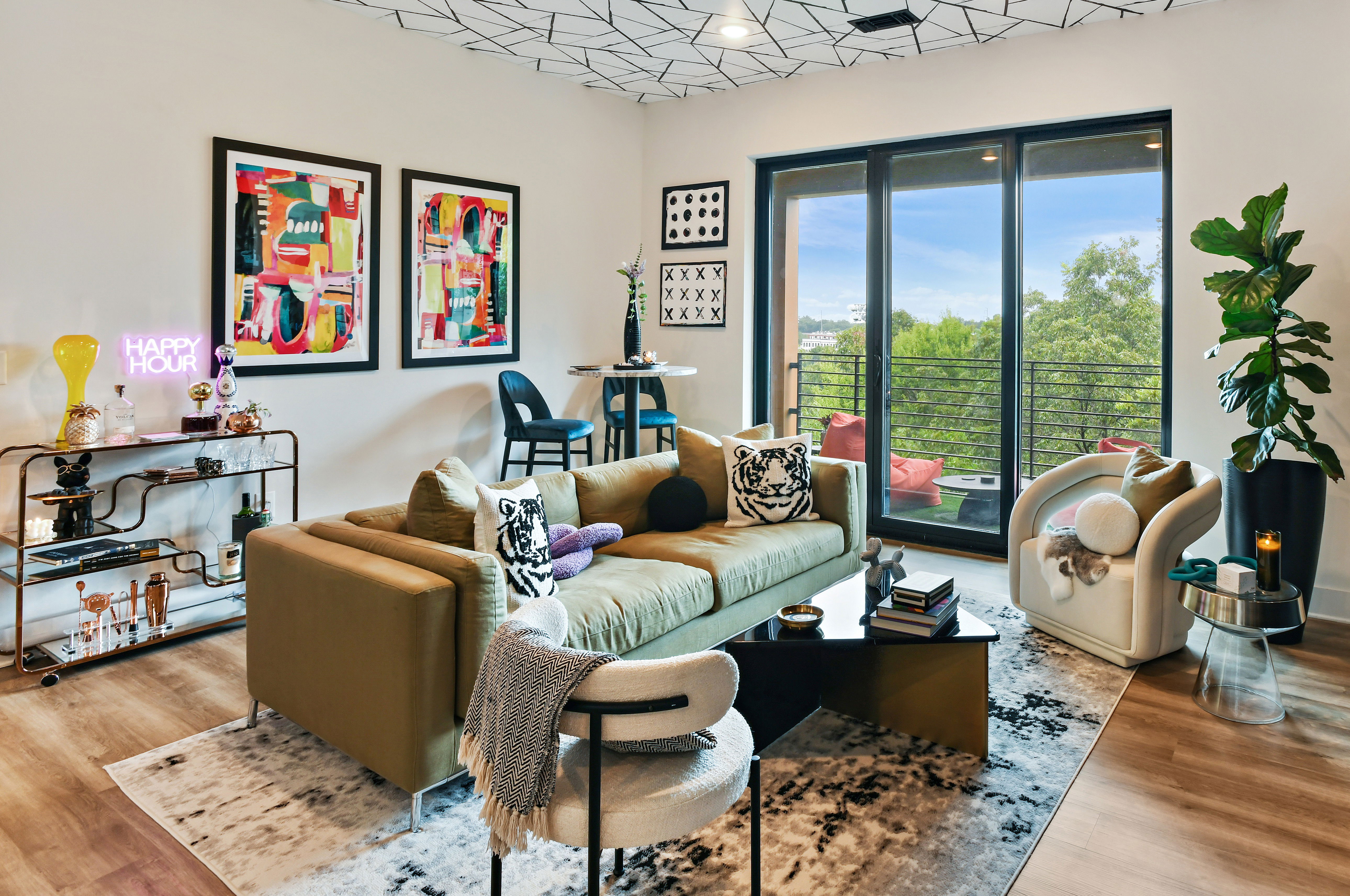 Before &amp; After: Eclectic Reading Room and Home Office Design by affordable Houston interior decorators