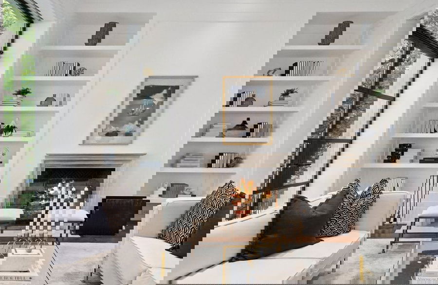 Luxury home accents in a living room by Decorilla designer, Autumn P.