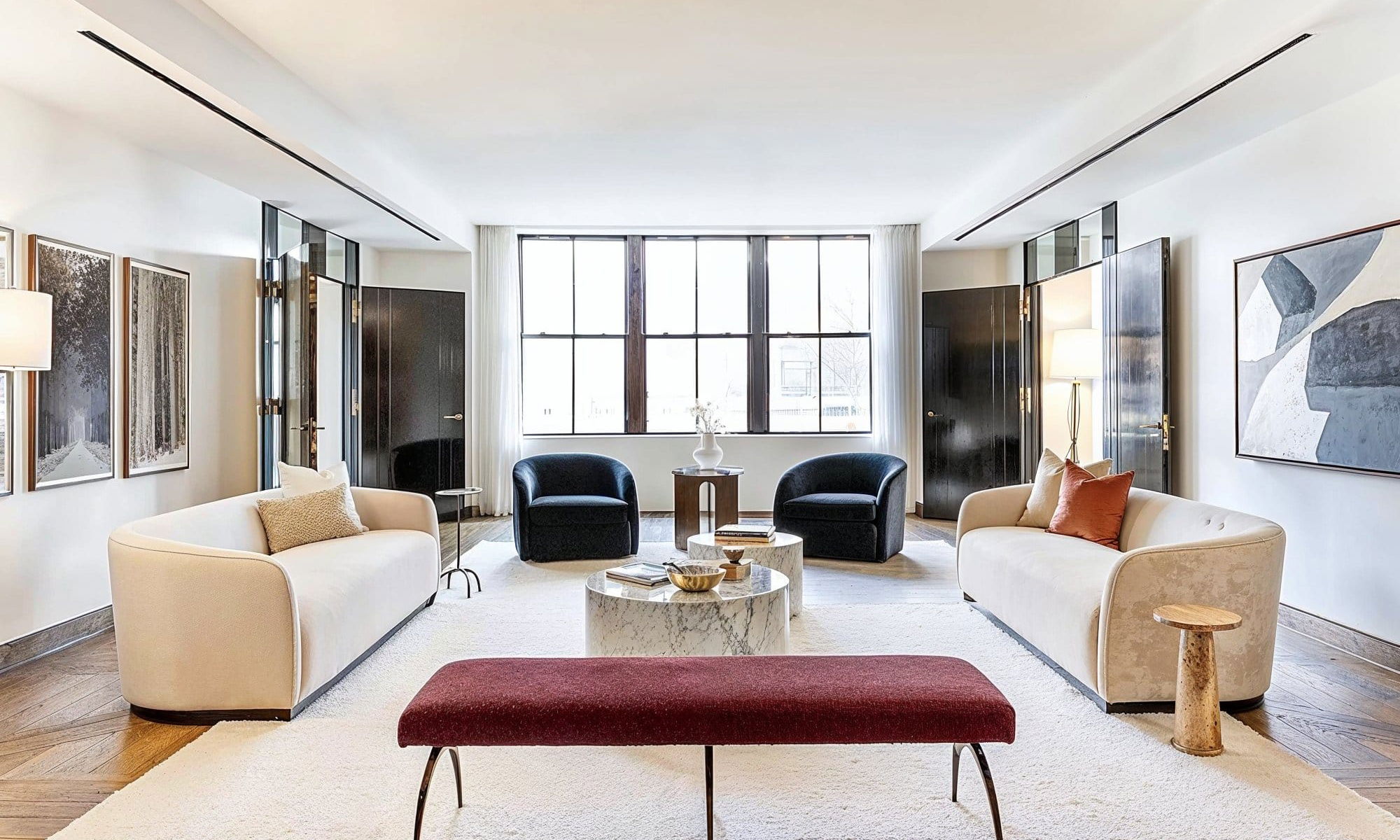 Before & After: Transitional Formal Living Room and Dining Room by interior decorators in Brentwood, Tennessee