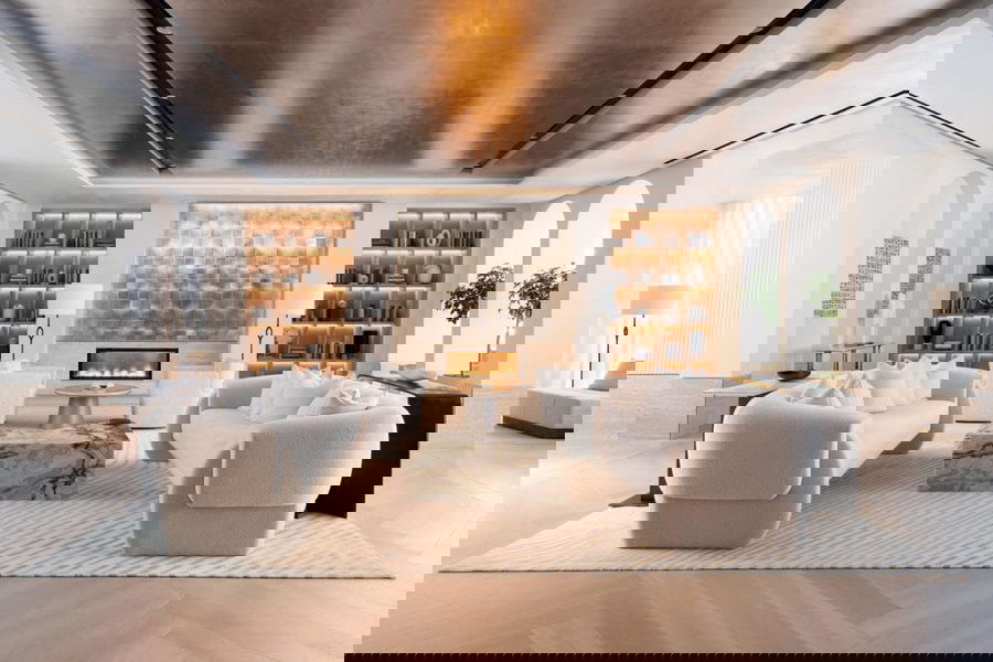 Contemporary living room flooring trends 2026 by DECORILLA designer Molly I.