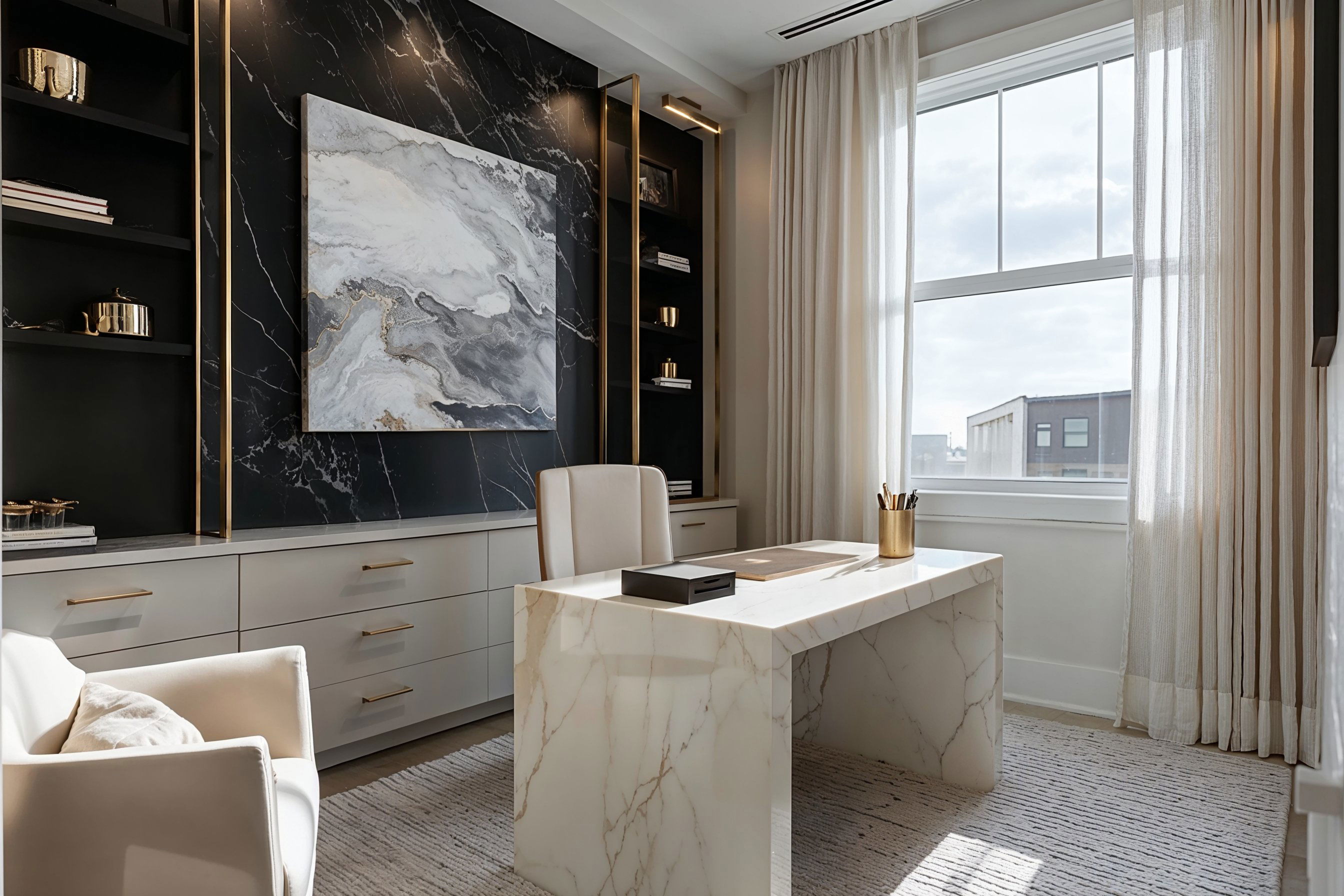 Antes & Después: Hogar Glamuroso Transicional - Espacios de Trabajo y Bienestar por decoradores de interiores en Lowell, Massachusetts