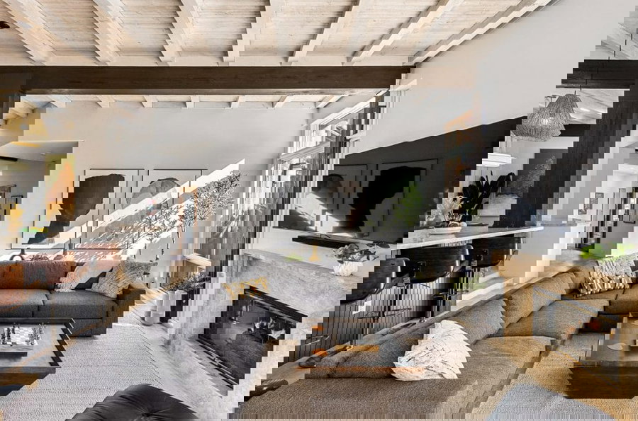 Contemporary open floor plan living space by Decorilla online interior design services