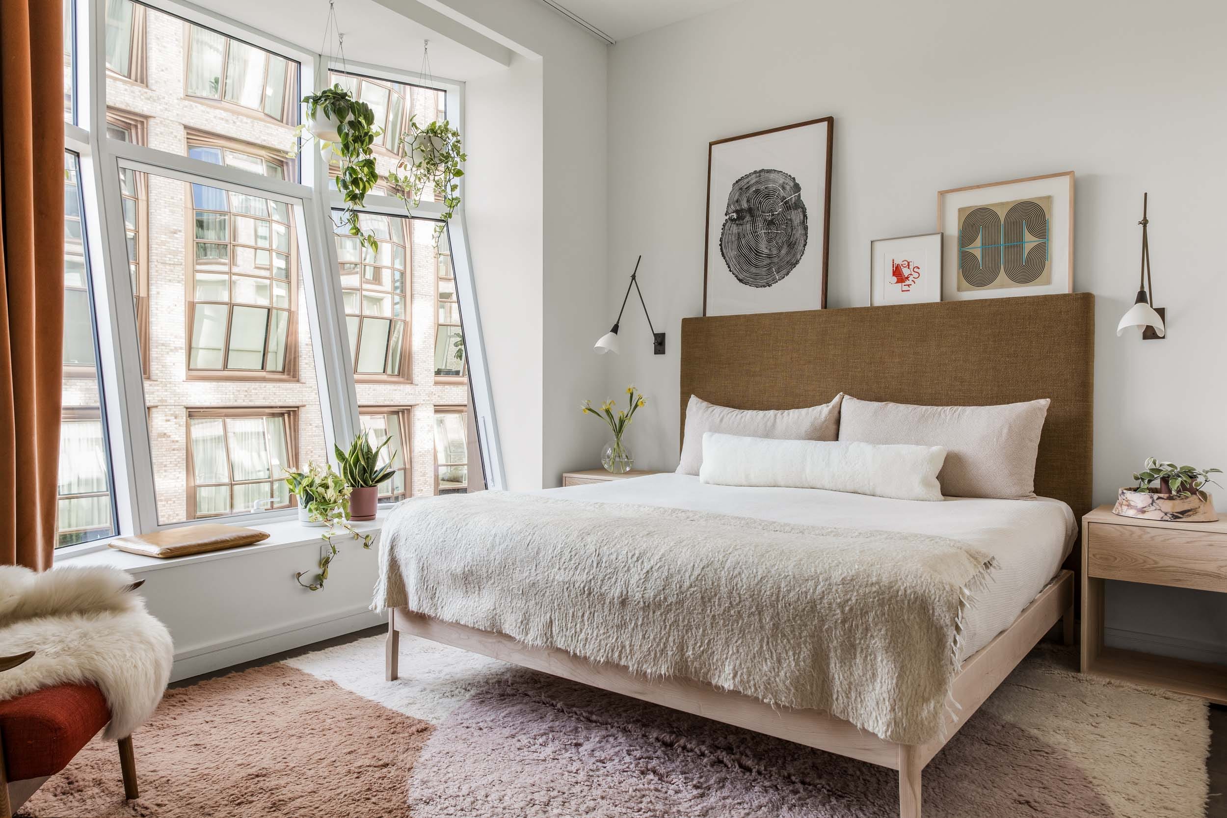 Before &amp; After: Serene Boho Modern Bedroom by interior decorators in Philadelphia, Pennsylvania