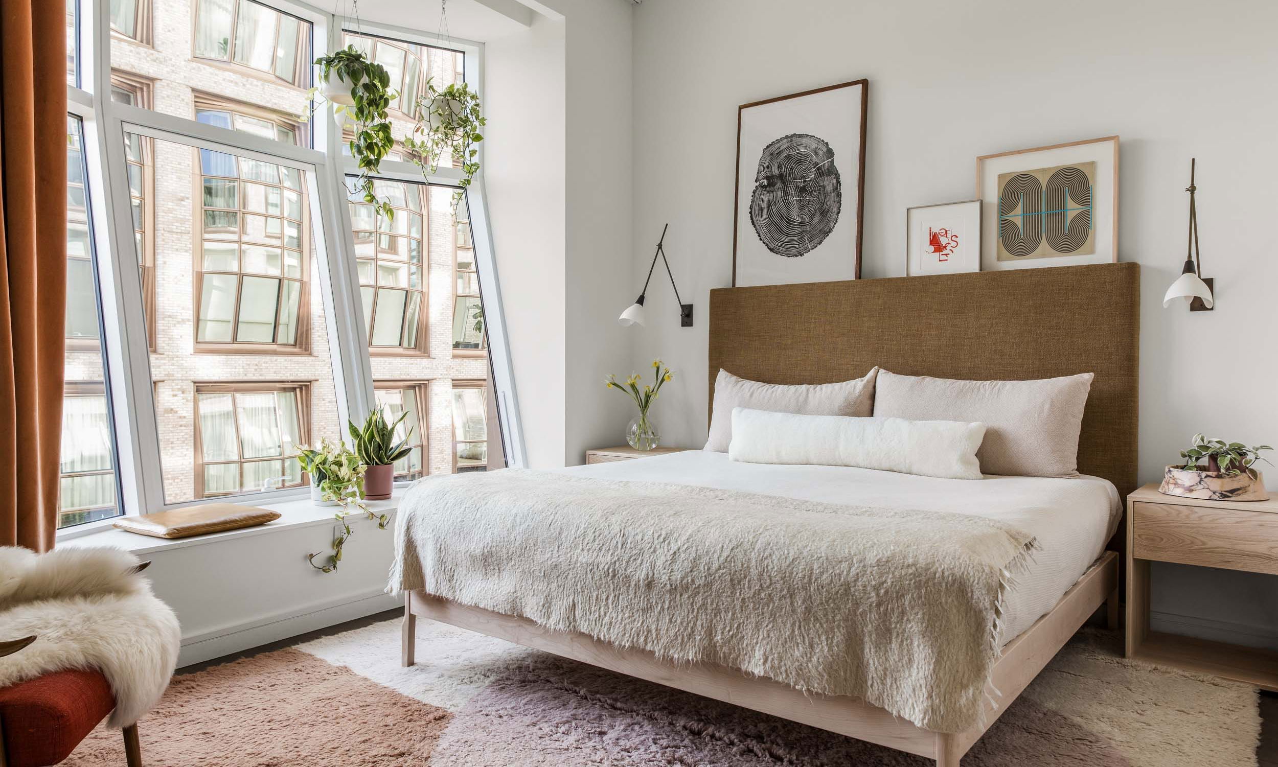 Before & After: Serene Boho Modern Bedroom by affordable New York interior decorators