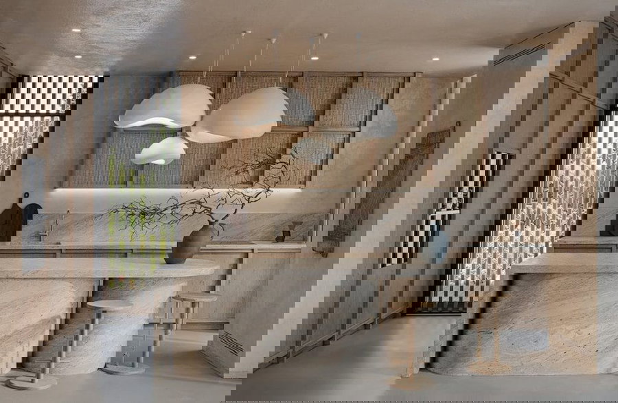 Modern warm neutral kitchen colors by DECORILLA