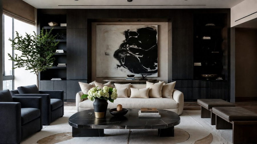 Minimalist contemporary living room design by Decorilla