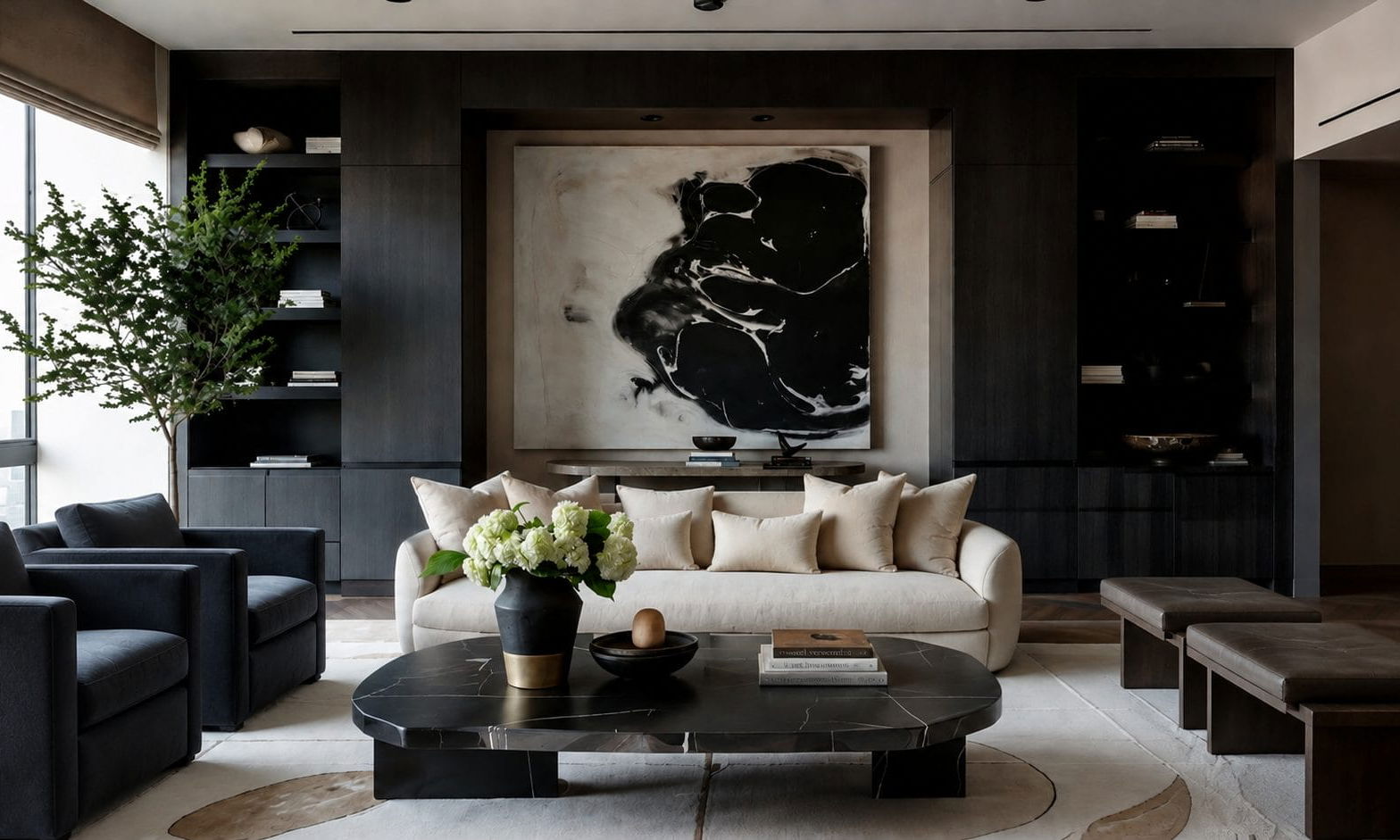Before & After: Minimalist Contemporary Living Room Design by interior decorators in Roseville, California