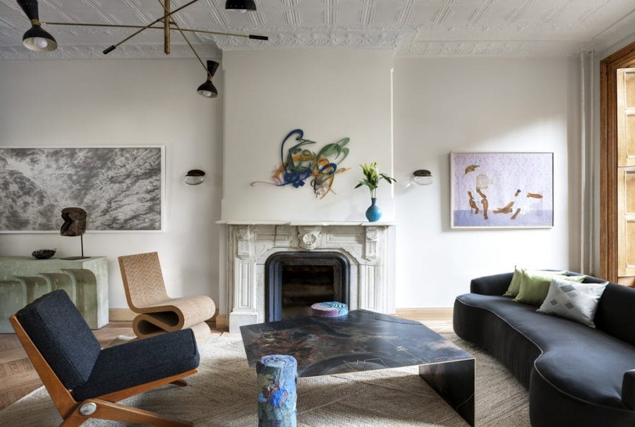 Living room with finds from shopping small local businesses by Decorilla designer Catherine W. 